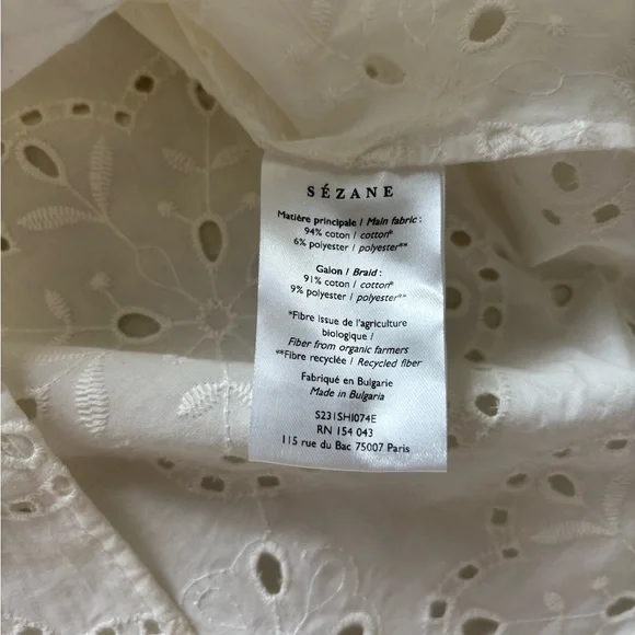 Sezane Inaya Shirt Écru. - Size 40 - Picture 7 of 8